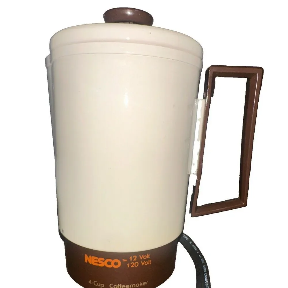 Vintage NESCO Home ’N Away 4 Cup Coffee Maker Travel Kit 12V 120V Case RV